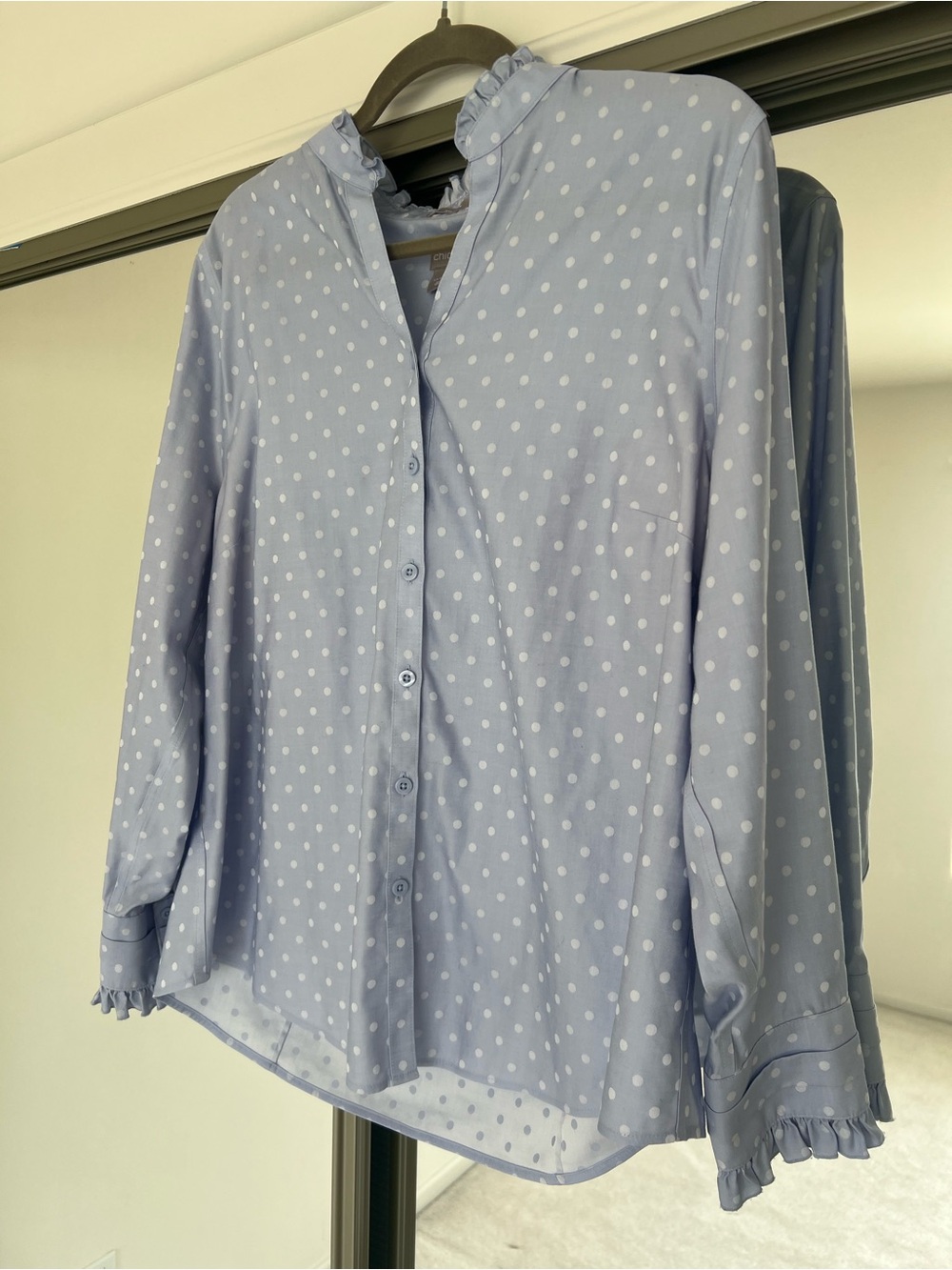 Chico's Light Blue Polka Dot Button-Down Blouse